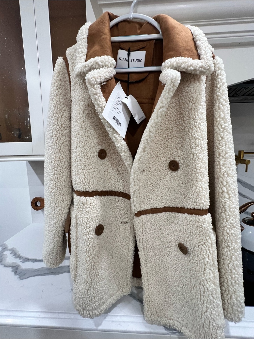NWT Stand Studio Chloe Faux Shearling Teddy Jacket Off-White Size 36 / S